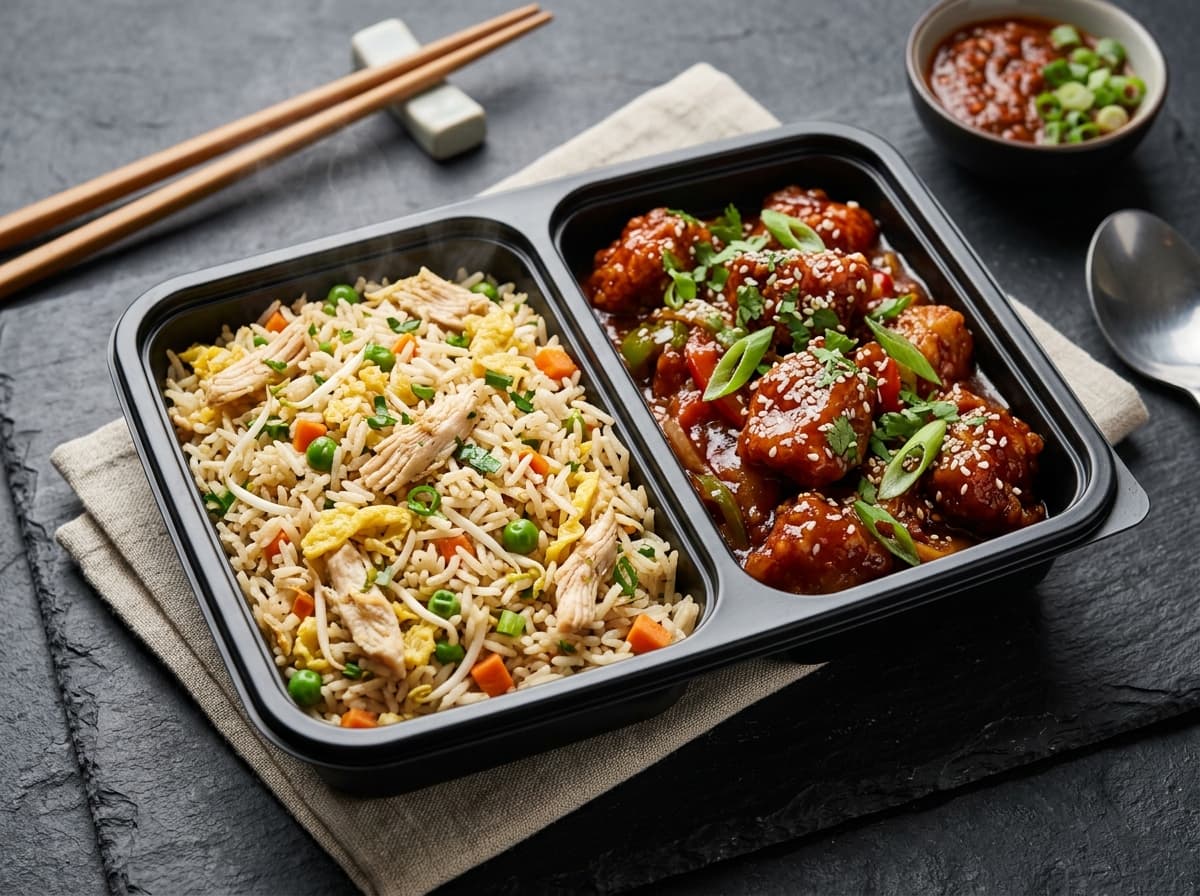 Chicken Fried Rice combo with choice of chicken starter trio