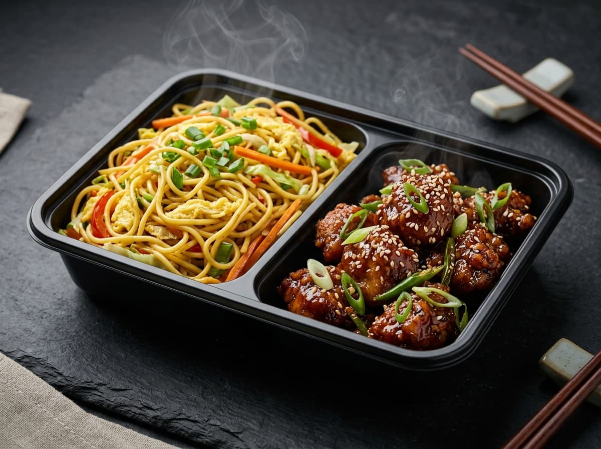 Egg Noodles combo paired with choice of chicken starter trio