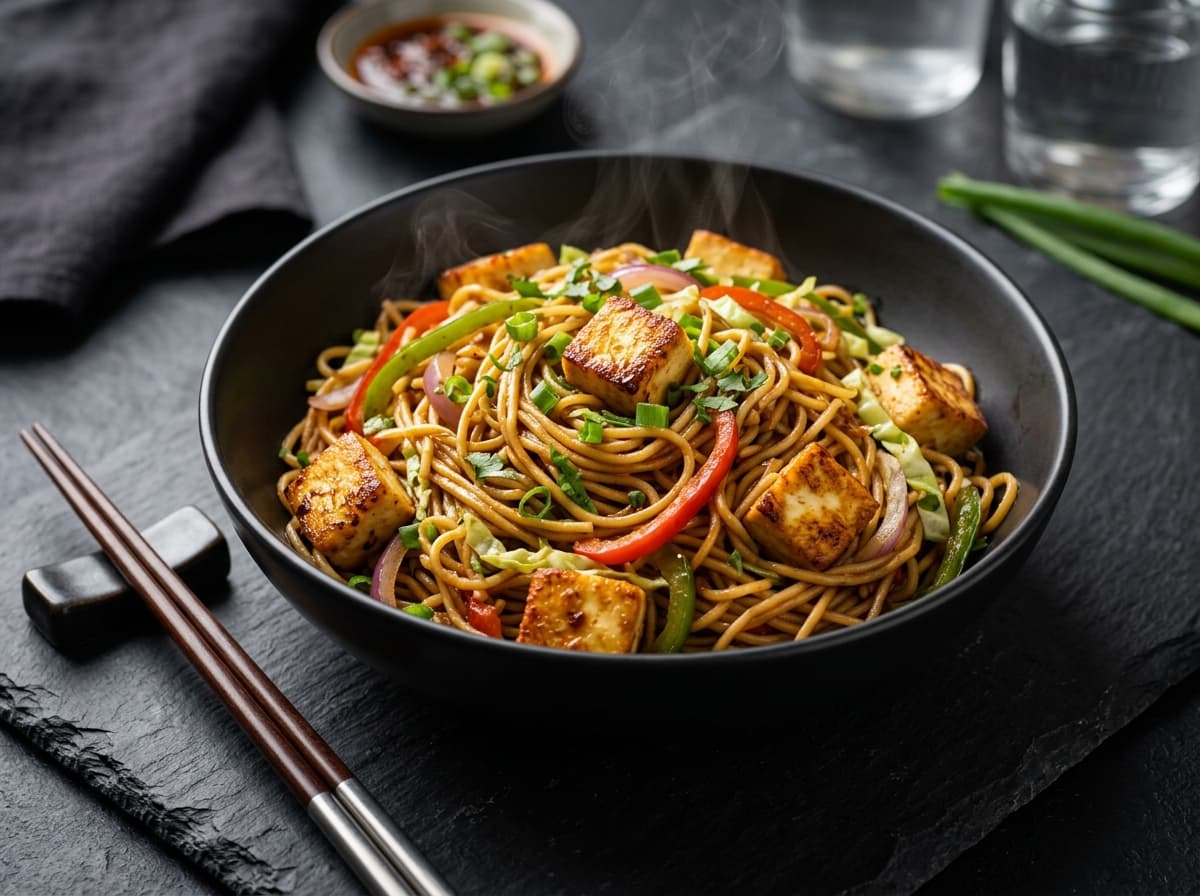 Paneer Noodles stir-fried with paneer cubes and crunchy garden vegetables